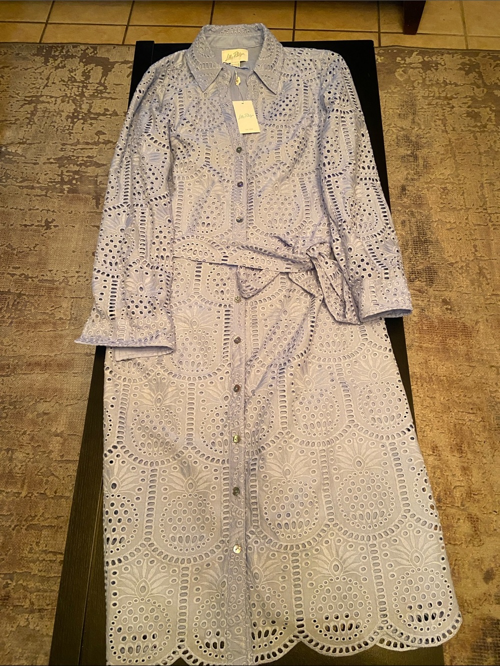 Lilly Pulitzer Lavender Eyelet Button-Front Shirt Dress